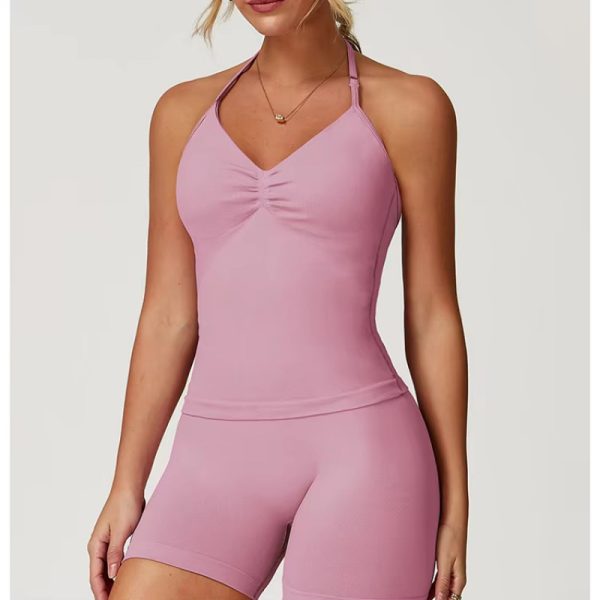 Halter Neck Adjustable Tank Tops Manufacturer | Custom Women Gym Tank Top factory - 图片 5