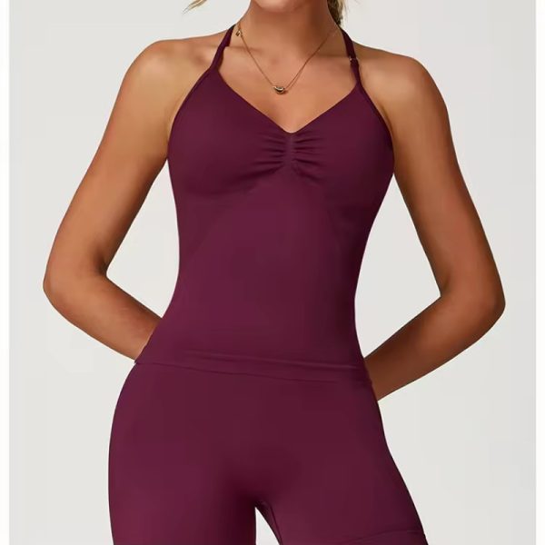 Halter Neck Adjustable Tank Tops Manufacturer | Custom Women Gym Tank Top factory - 图片 4