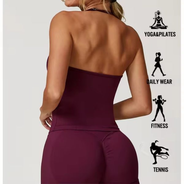 Halter Neck Adjustable Tank Tops Manufacturer | Custom Women Gym Tank Top factory - 图片 3
