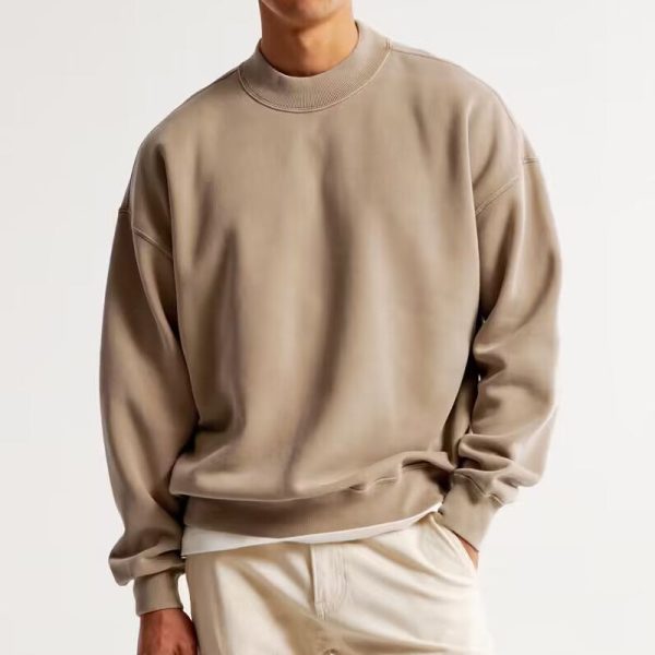 fitting Custom Mock Neck Men's Sweatshirt Manufacturer | Cotton Crewneck men's hoodies & sweatshirts - 图片 4
