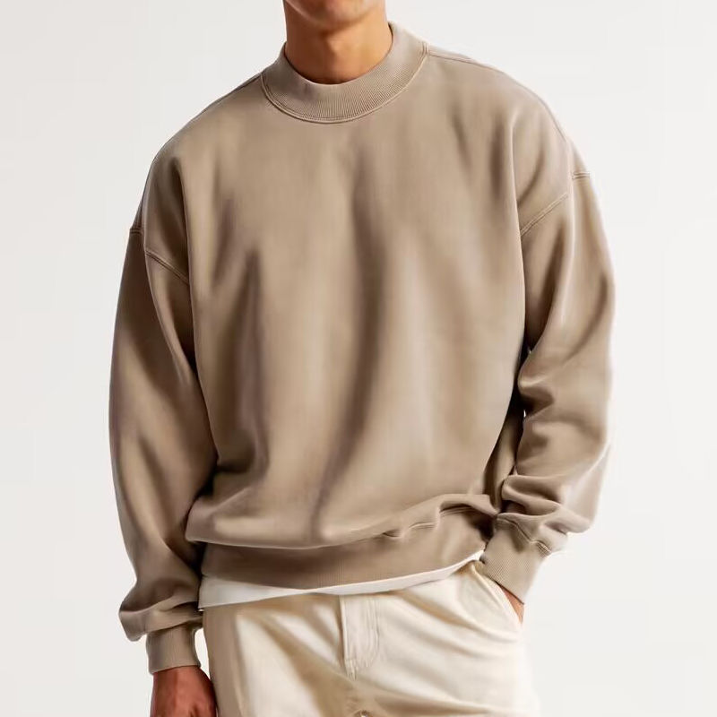 fitting Custom Mock Neck Men's Sweatshirt Manufacturer | Cotton Crewneck men's hoodies & sweatshirts - 图片 4
