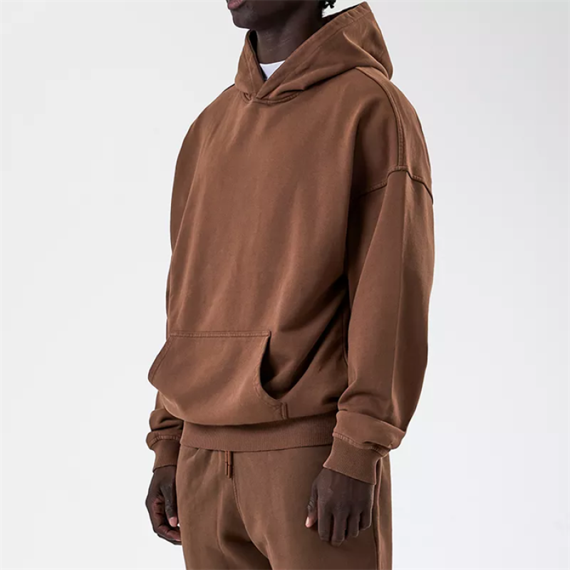 No String Oversized Hoodies Manufacturer | Cotton Thick Custom Logo Wash Men Cotton Hoodie - 图片 2