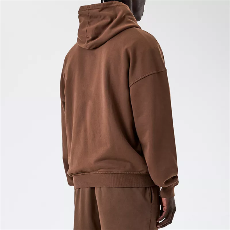 No String Oversized Hoodies Manufacturer | Cotton Thick Custom Logo Wash Men Cotton Hoodie - 图片 3