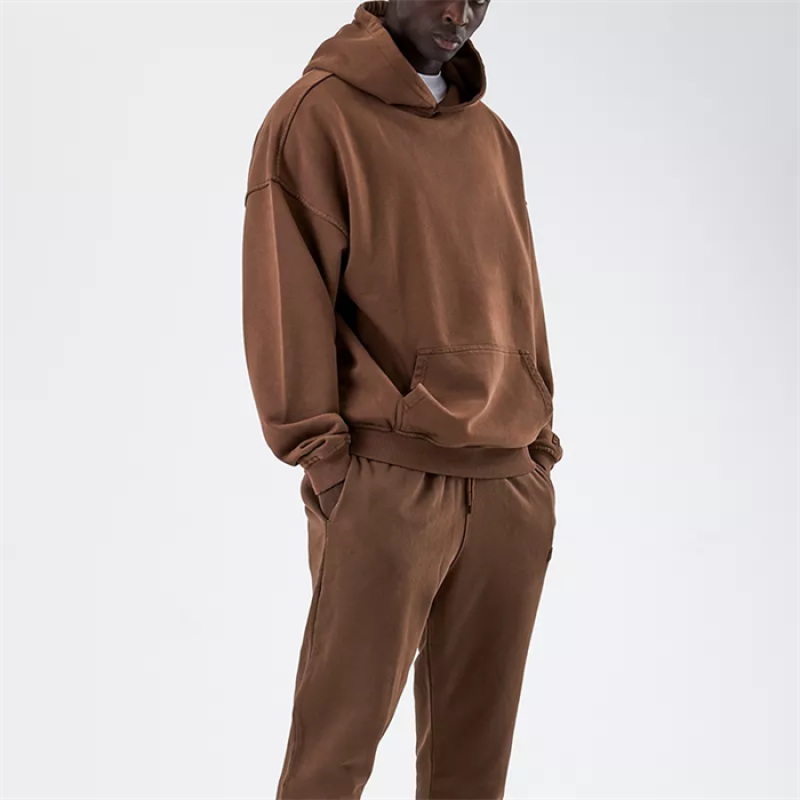 No String Oversized Hoodies Manufacturer | Cotton Thick Custom Logo Wash Men Cotton Hoodie - 图片 4