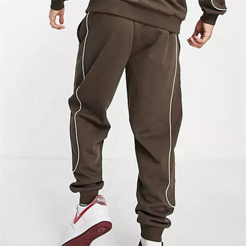 Quarter Zipper Design Tracksuits For Men Manufacturer | Custom Logo Brown Color Joggers Suits Sweatsuit Set Manufacturer - 图片 4
