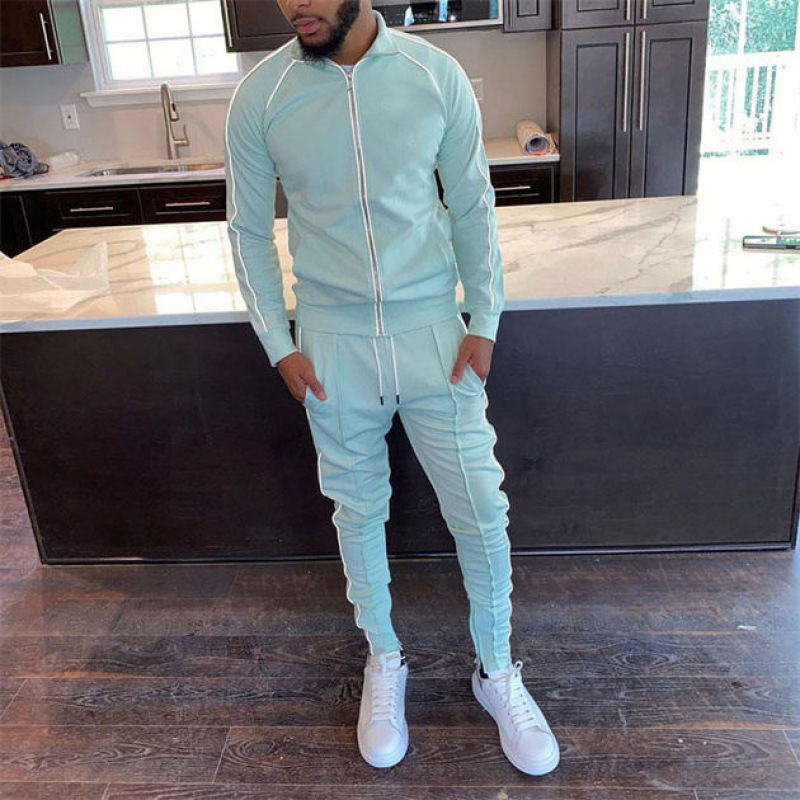 Full Zip Sports Jogging Suits Sets Manufacturer | Custom Long Sleeve Sports Sweatsuits Supplier - 图片 2