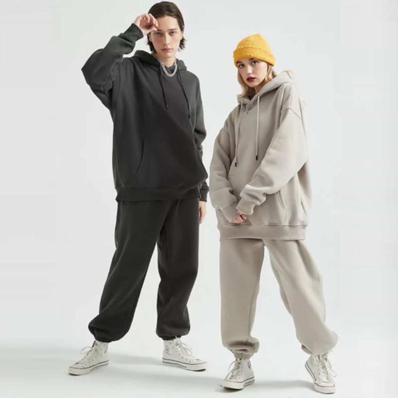 100% Cotton Fleece Jogger Tracksuit Manufacturer | Custom Logo 2 Piece Unisex Tracksuit Supplier - 图片 2